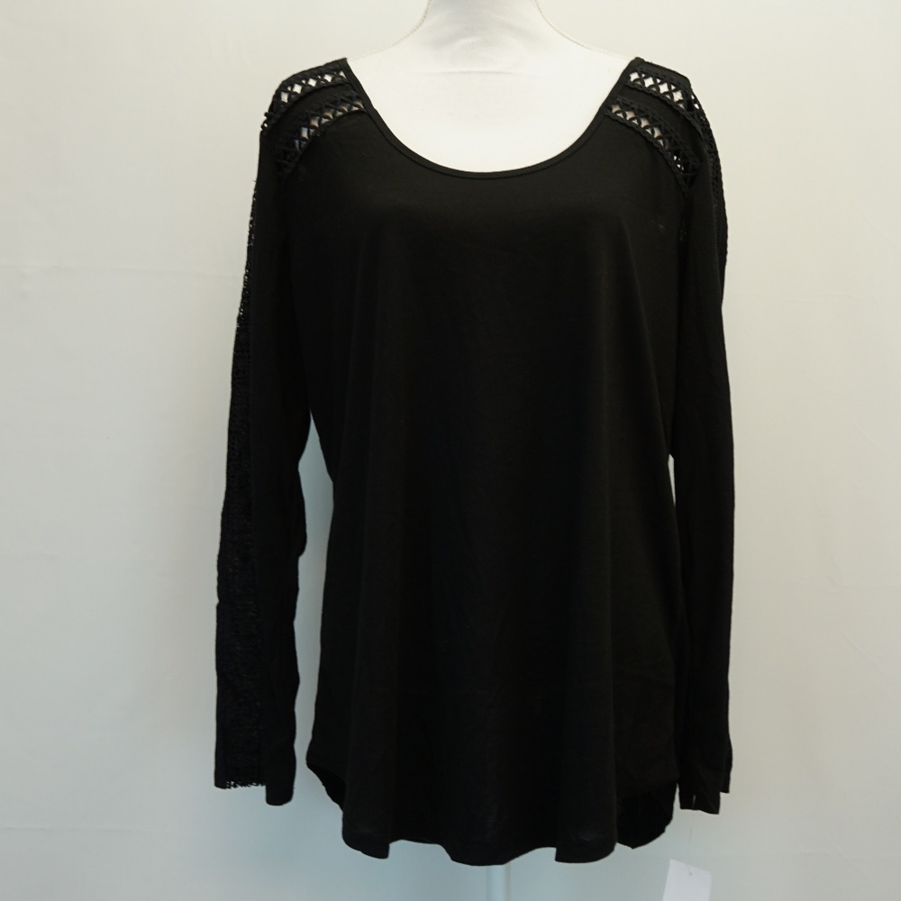 Essentials by Milano Lace Crochet Long Sleeve Top